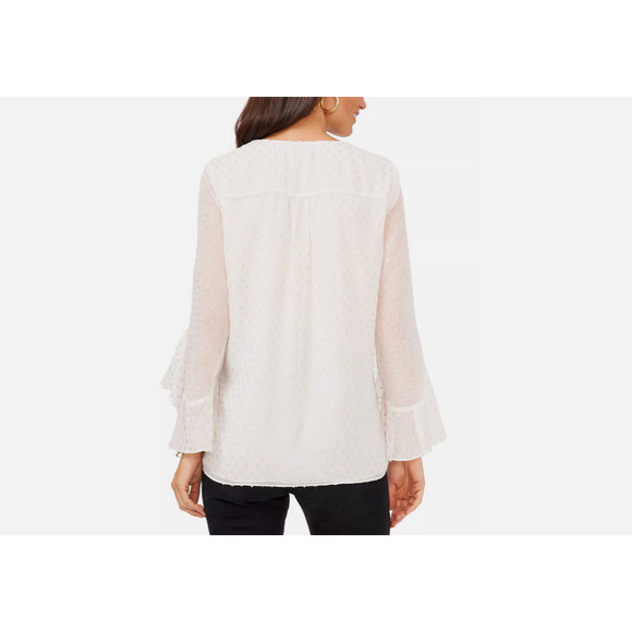 Vince Camuto Metallic Clip Dot Flutter Sleeve New Ivory Size XS - Picture 2 of 4